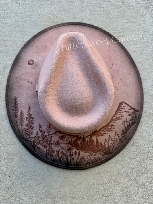 Bearhat mountain blush pink glacier park burned suede wide brim rancher hat