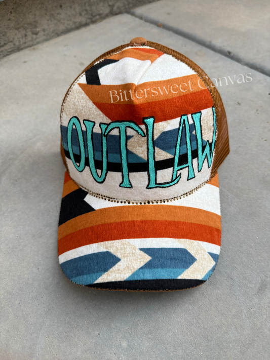 Outlaw and laid tobacco brown trucker hat custom ball cap SnapBack