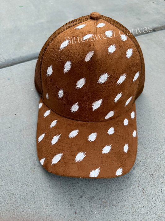 Deer fawn tobacco brown trucker hat custom ball cap SnapBack