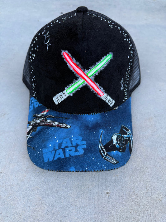 Black light saber burned trucker hat custom ball cap SnapBack