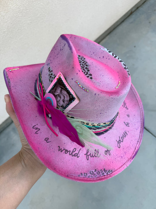 Be a Dolly purple pink suede wide brim rancher hat