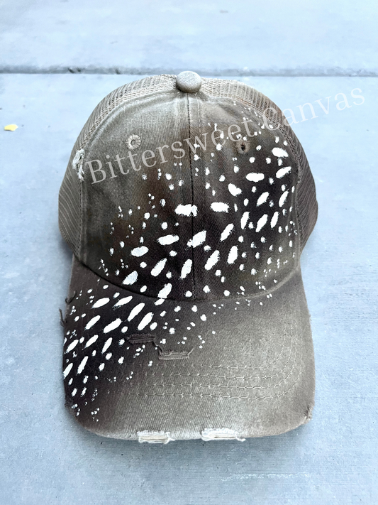 Deer fawn distressed painted ball cap