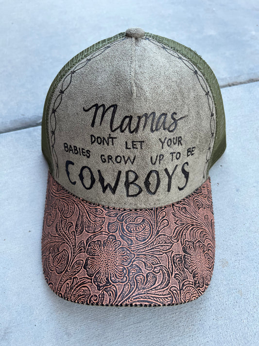 Olive green mamas cowboy lyrics trucker ball cap