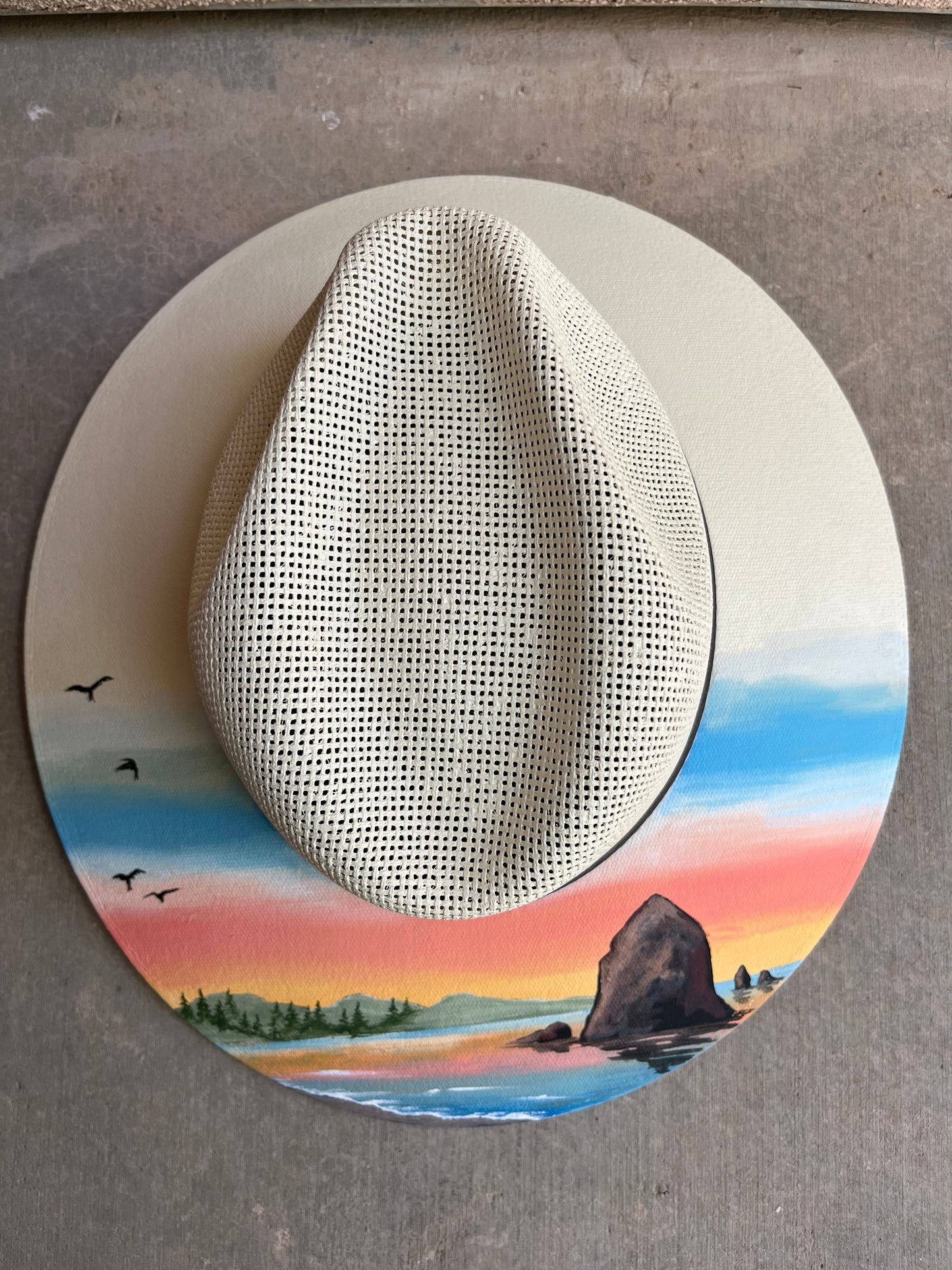 Oregon coast haystack rock cannon beach summer straw jute rancher Panama hat