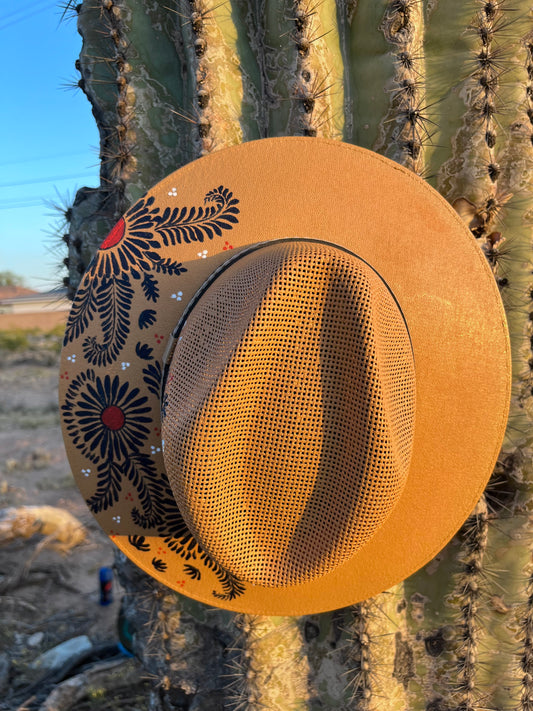 Mexican floral summer straw jute rancher Panama hat