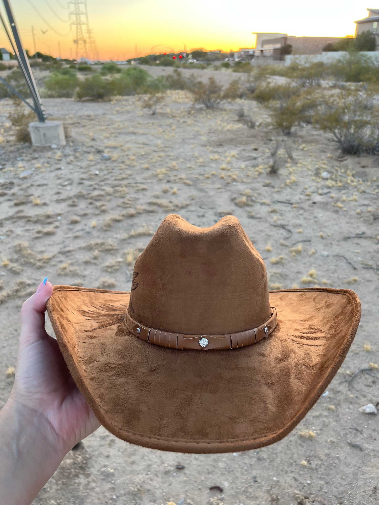 Steer head cow skull brown floral burned suede wide brim cowboy  hat