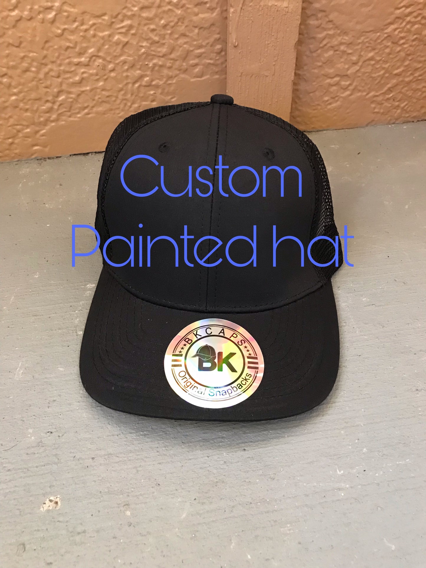 Custom painted trucker ball cap dad hat