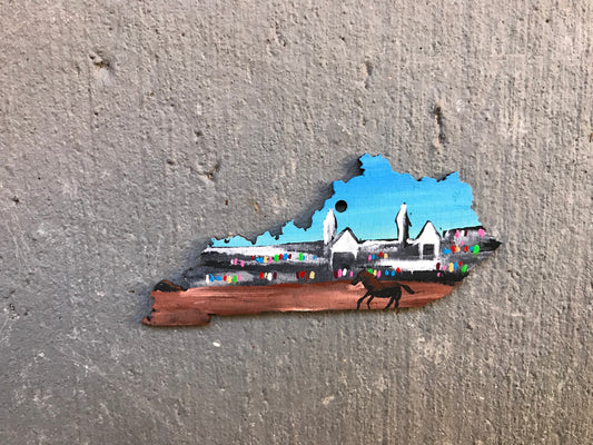 Kentucky derby state wood handpainted ornament