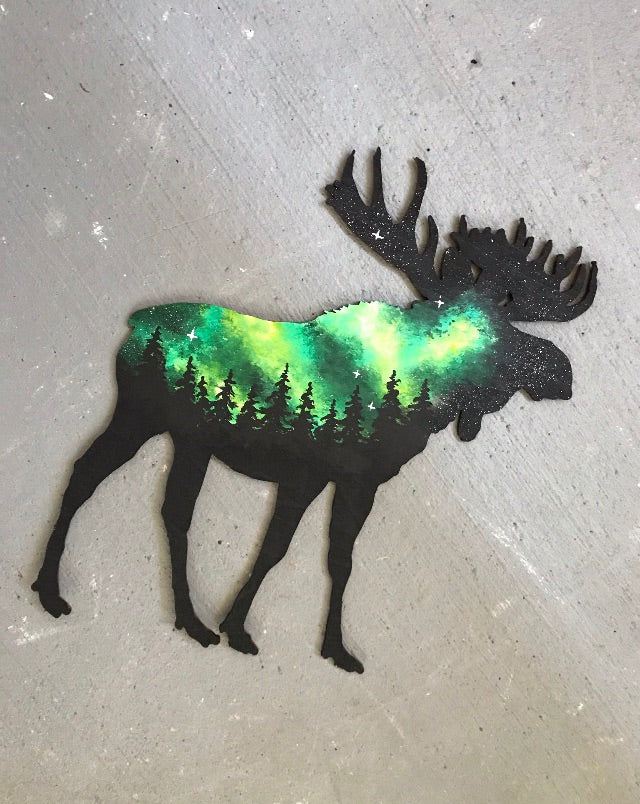 Moose cutout green painting
