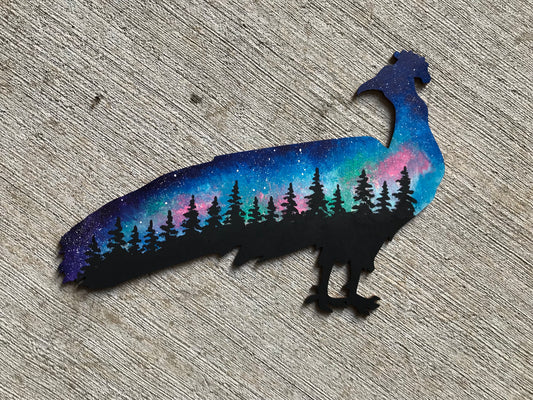 Peacock wood cutout painting