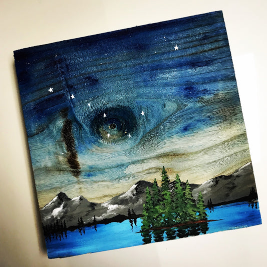 Alaska starry sky barnwood painting