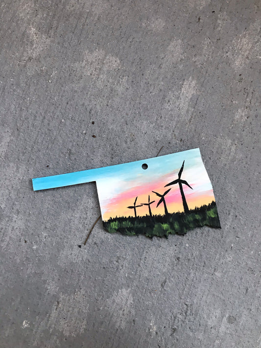 Oklahoma wind turbine Christmas ornament