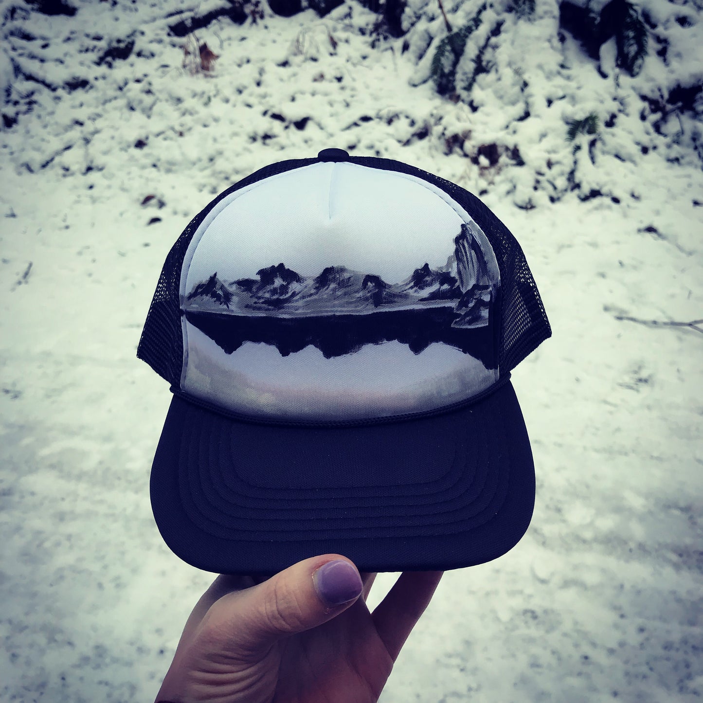 Black white trucker hat custom SnapBack