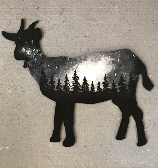 Galaxy black white goat cutout