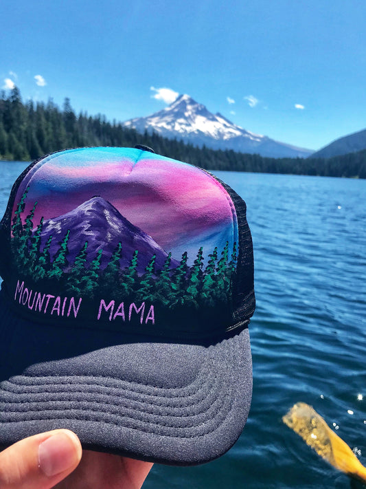 Mountain mama hat painted SnapBack