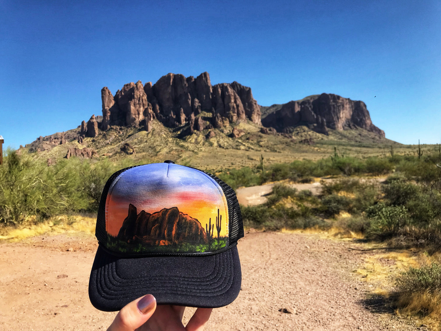 Painted SnapBack superstition mountains