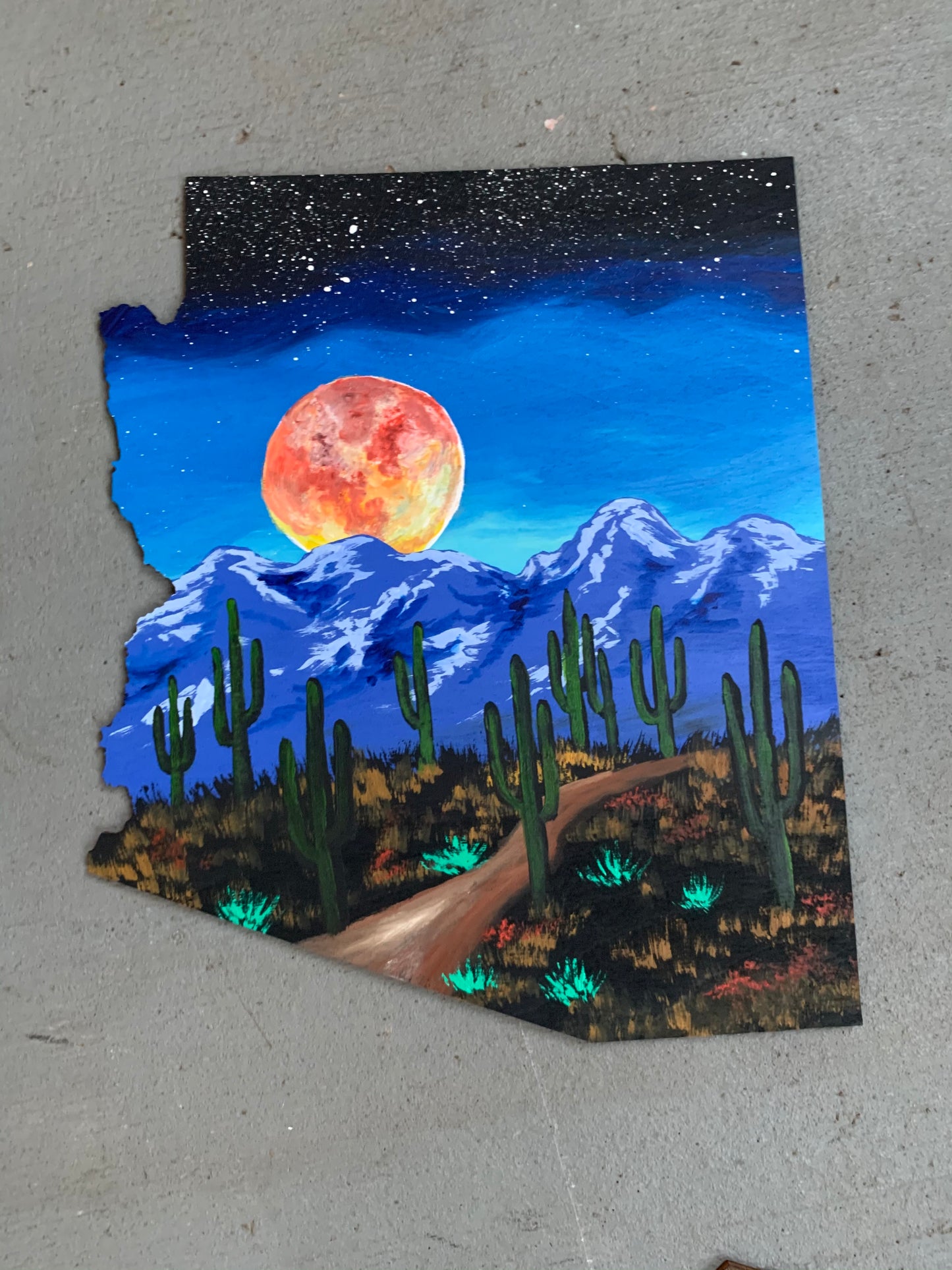 Arizona four peaks wood cutout painting