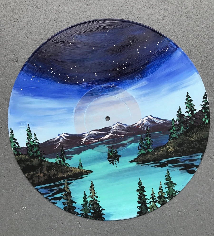 Lake Tahoe vinyl record painting