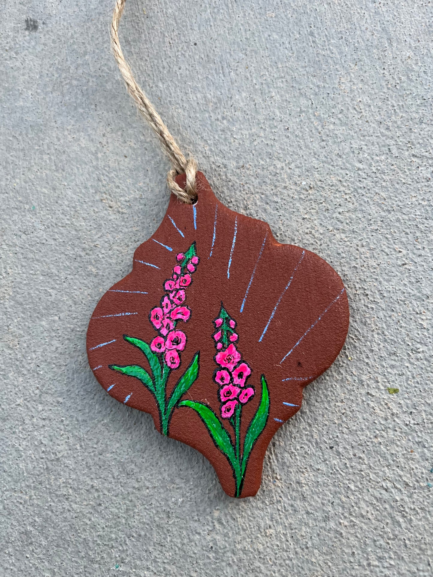 Fireweed flower terracotta handpainted ornament