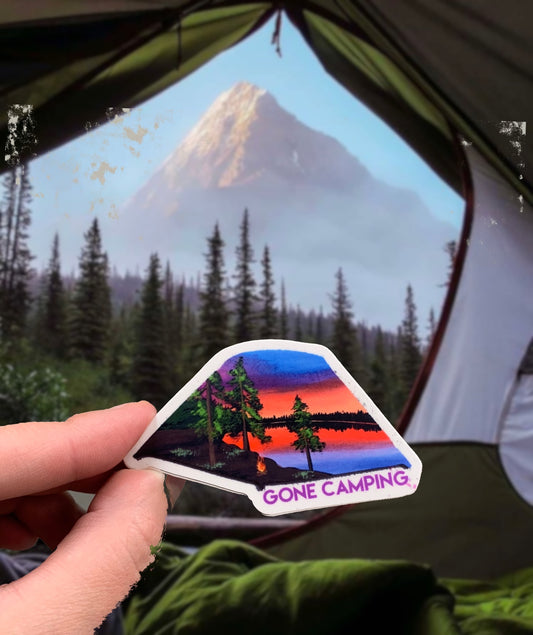 Gone camping tent weatherproof sticker