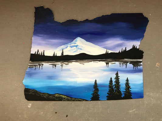 Oregon wood cutout painting mt hood art