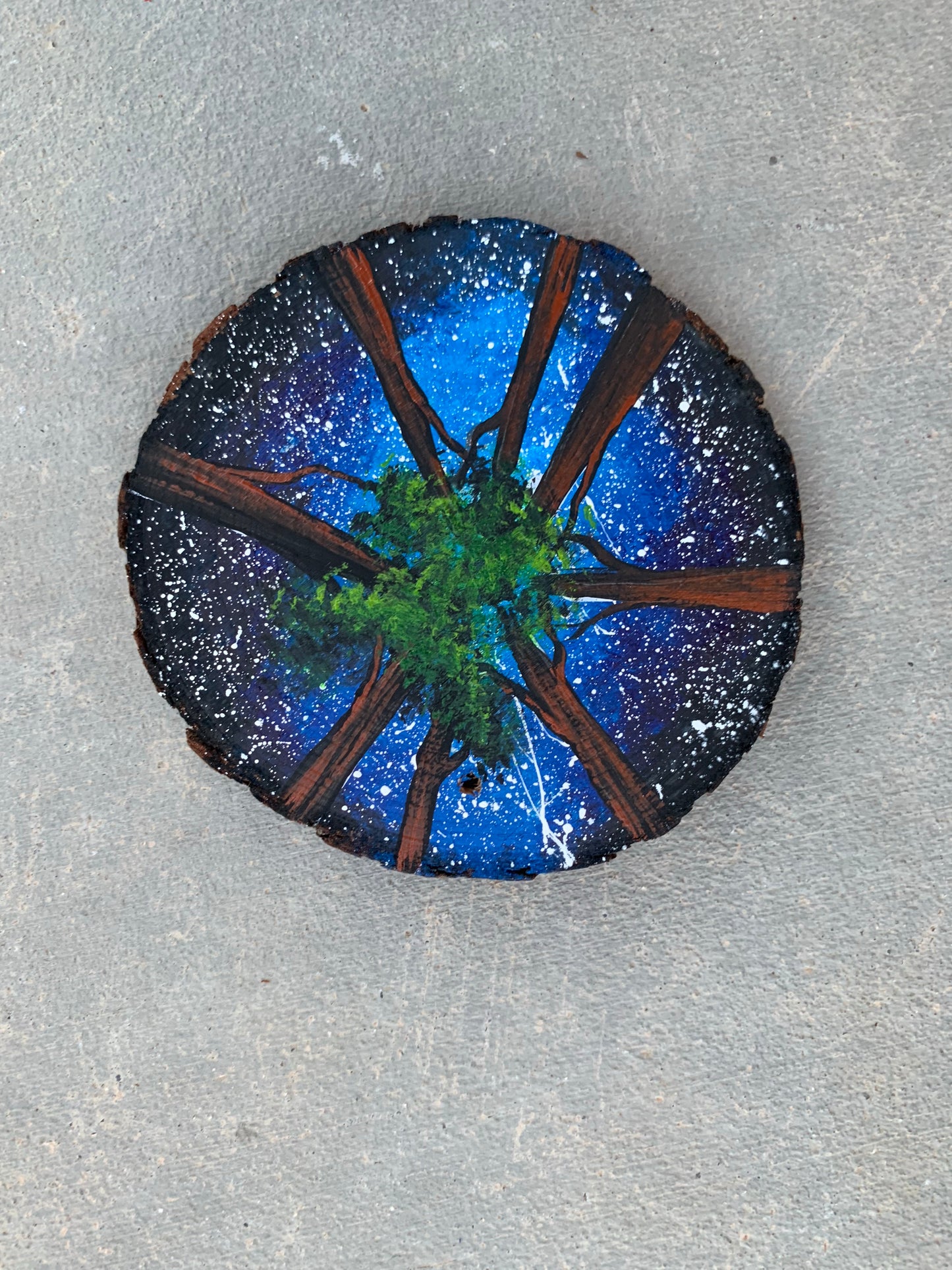 galaxy tree wood painted ornament