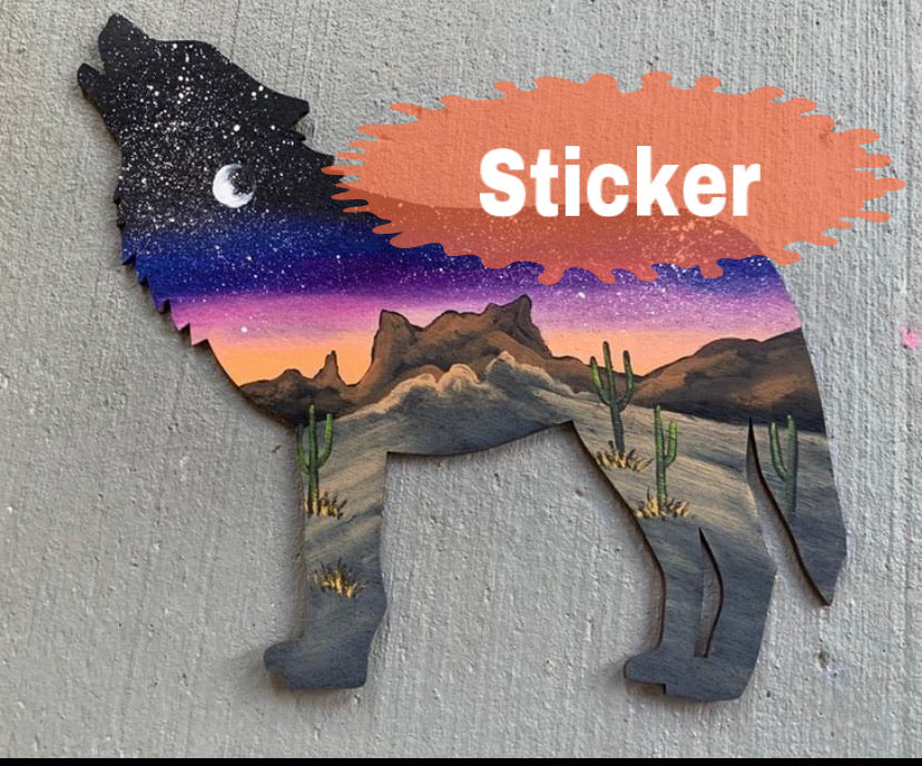 Desert wolf weatherproof sticker