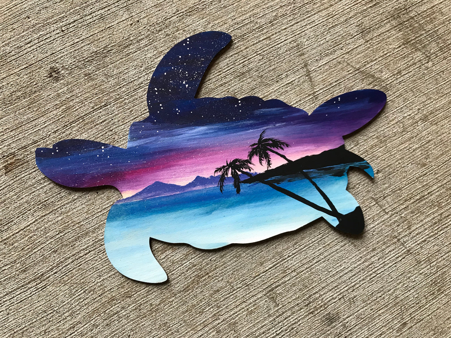 Turtle wood cutout painting