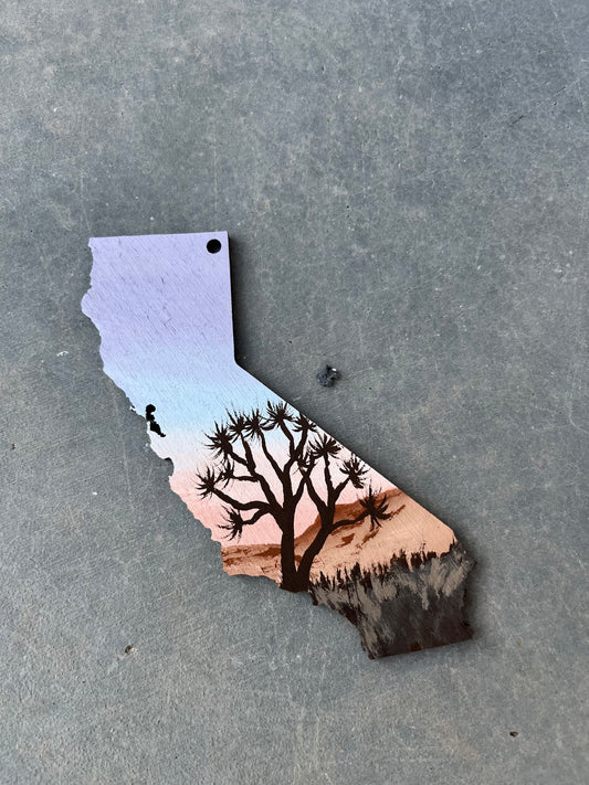 California state Joshua tree wood ornament