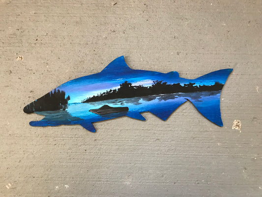 Salmon fish cutout painting