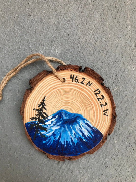 Mt St. Helens rough cut ornament
