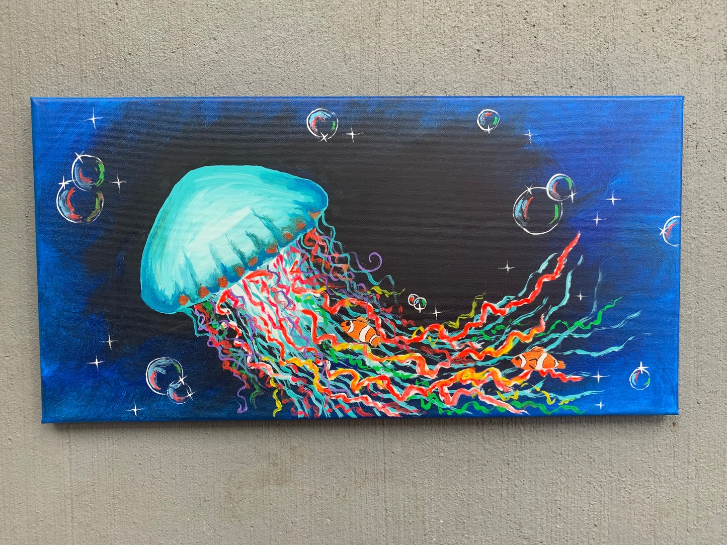 Jellyfish sea canvas painting
