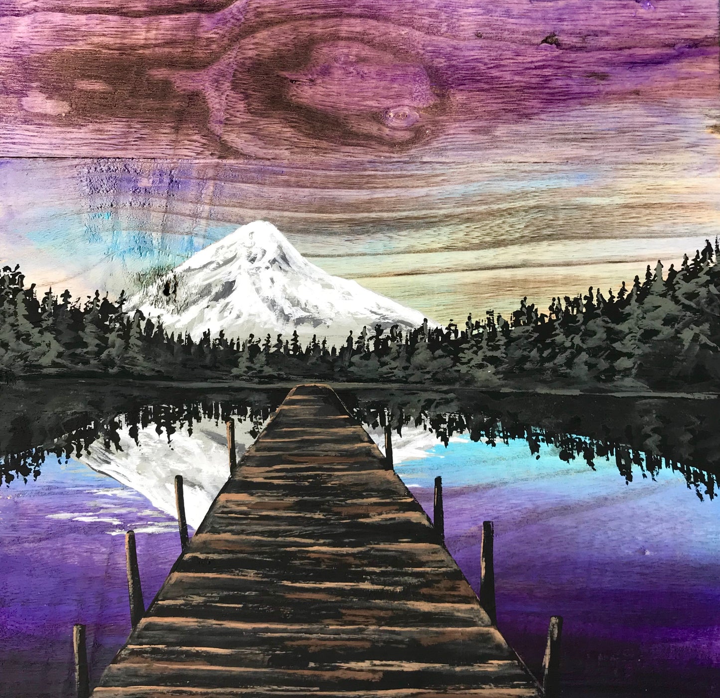 Lost lake barnwood painting mountain decor