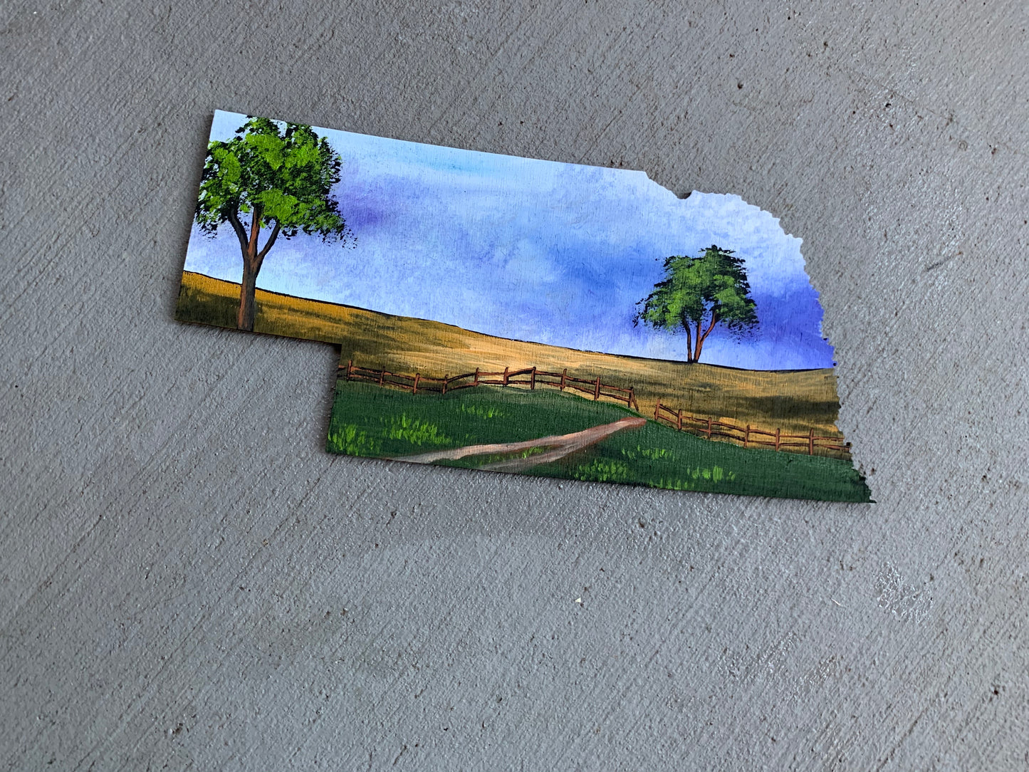 Nebraska field farmland wood cutout painting