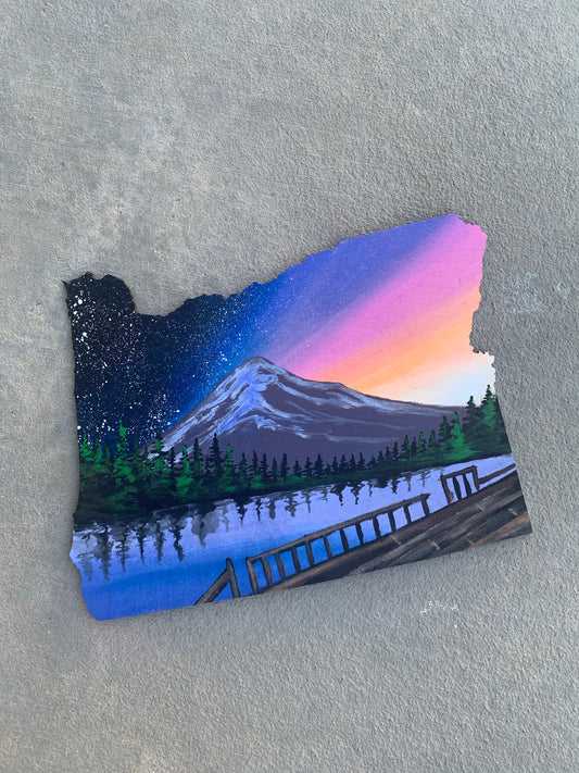 Oregon mt hood wood cutout painting