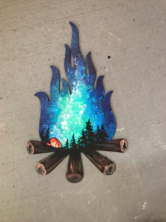 Campfire wood cutout painting fire bonfire