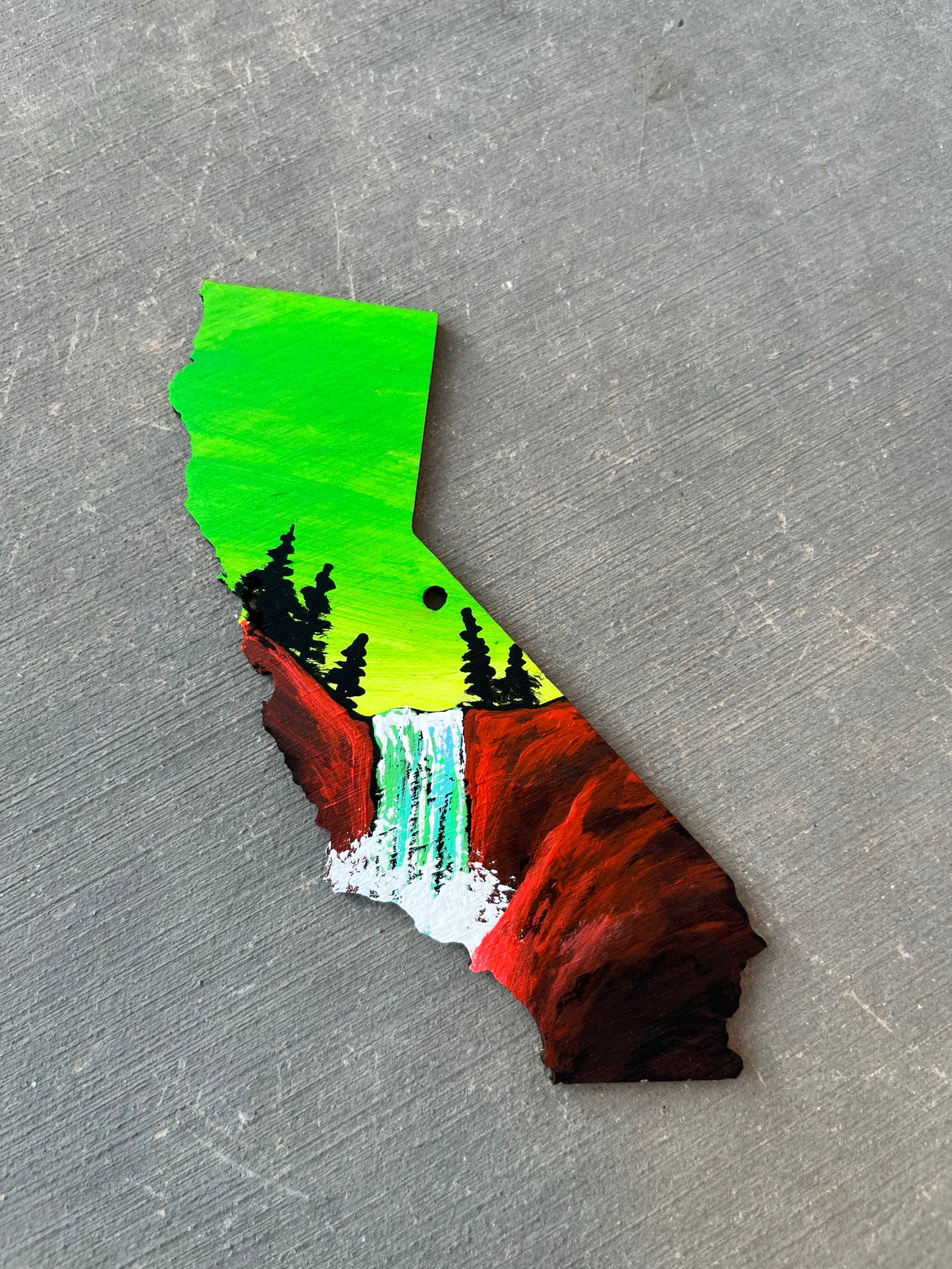 California Yosemite falls wood ornament
