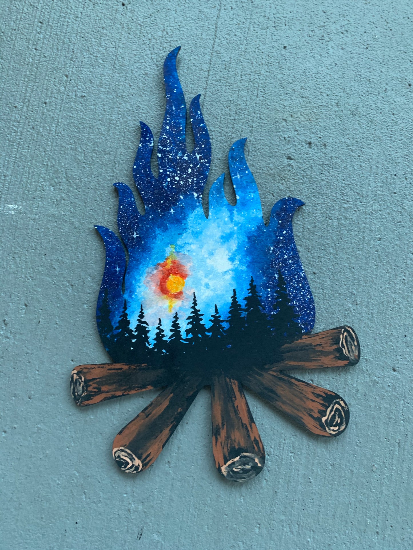 Colorado fire campfire wood cutout painting