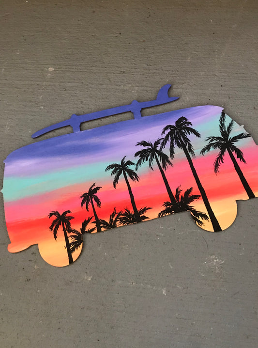 Camper van palm tree painting