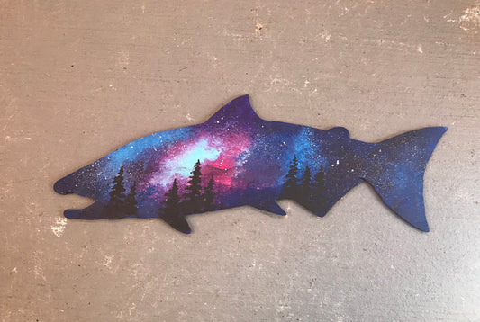 Salmon wood cutout painting fish art