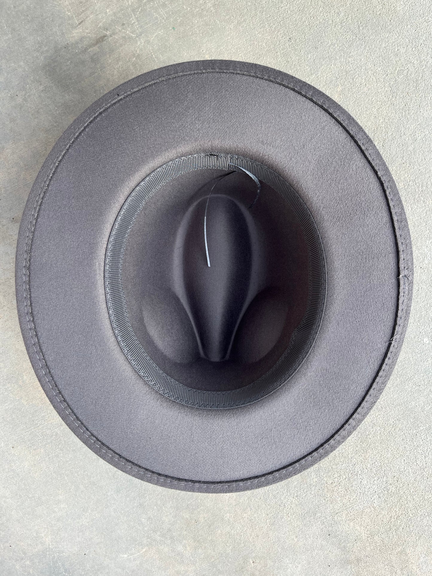 Starry mountains grey felt wide brim fedora Panama hat