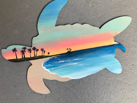 Sea turtle cutout painting