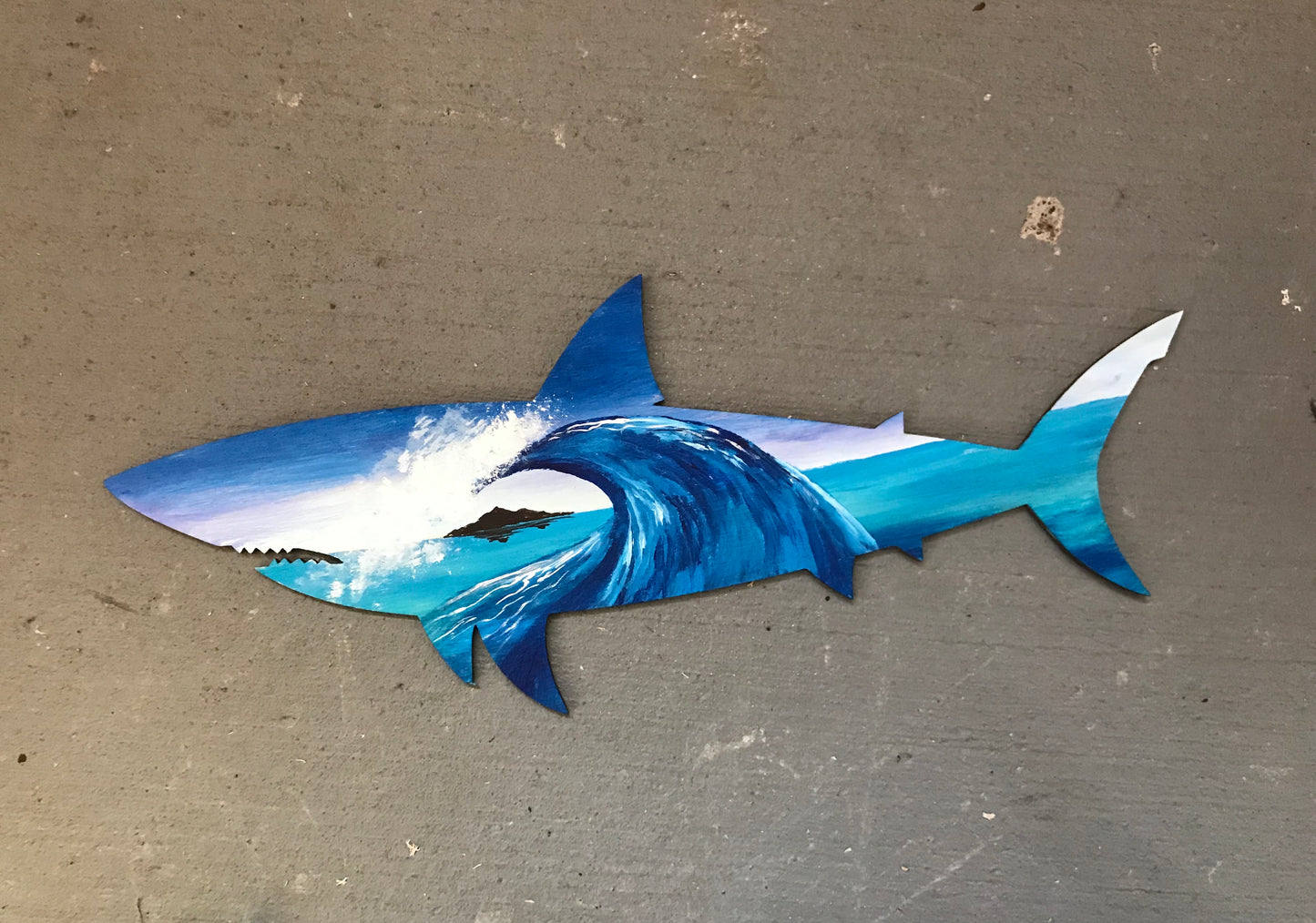 Shark cutout painting