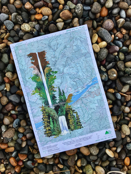 Multnomah Falls map painting