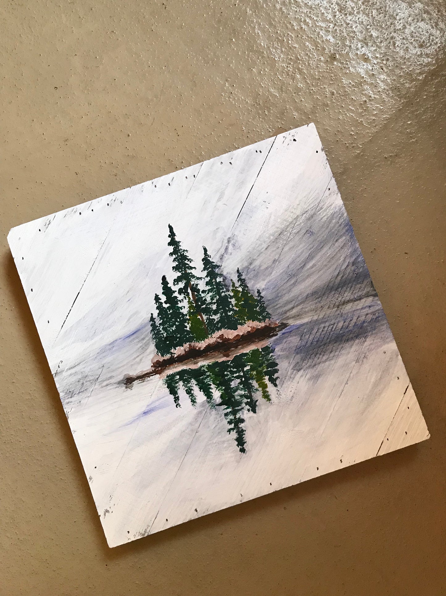 Minimal white tree palette painting
