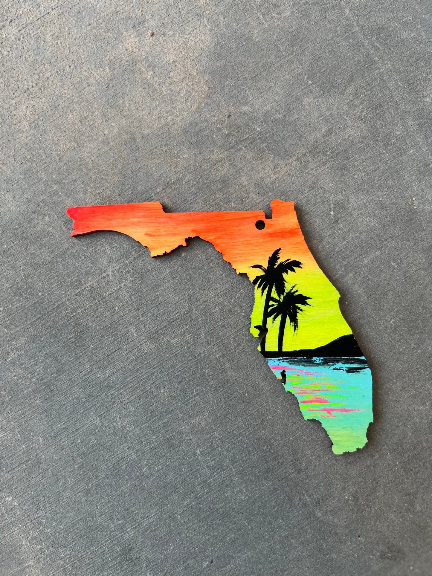 Florida neon beach wood ornament