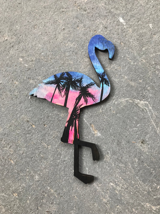 Flamingo bird wood cutout painting