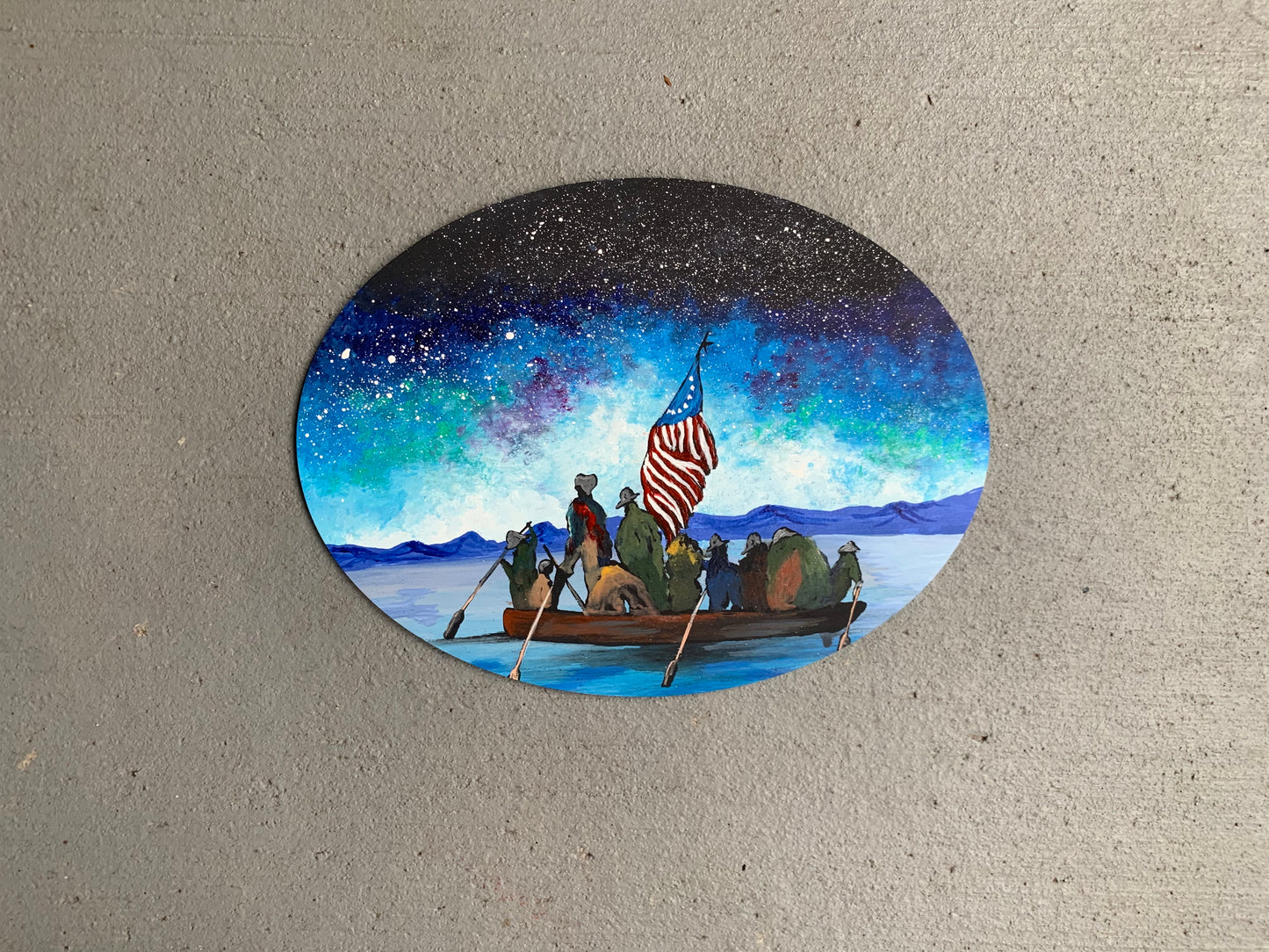 Crossing the Delaware wood cutout painting