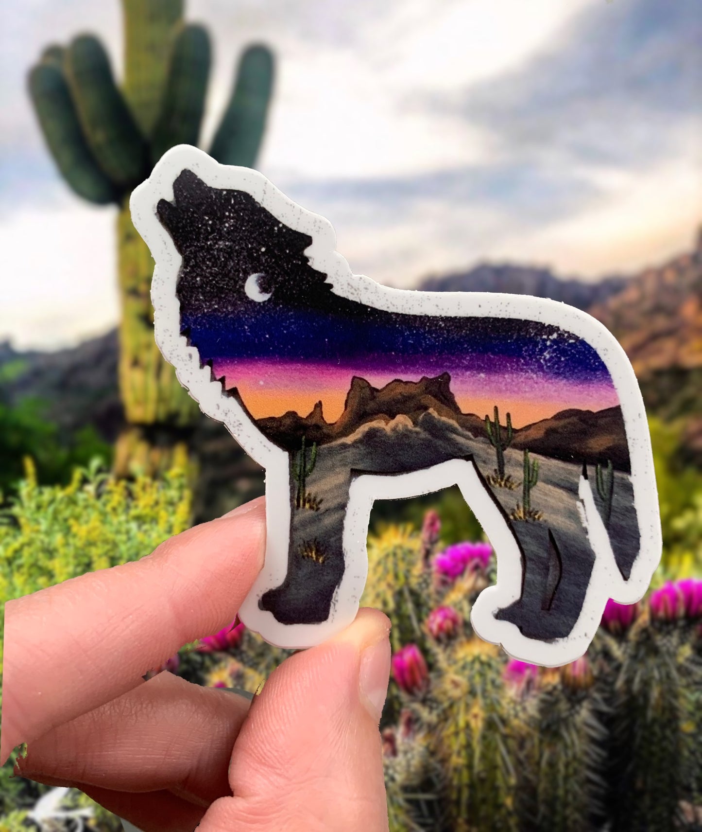 Desert wolf weatherproof sticker