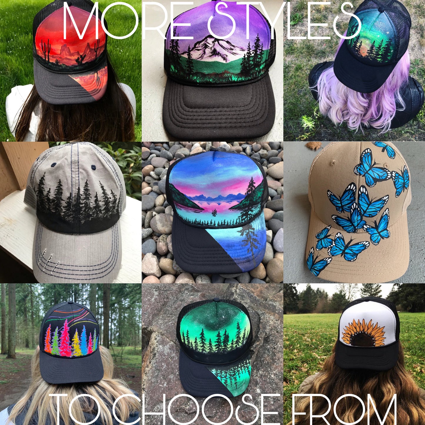 Northern lights tent painted snapback hat